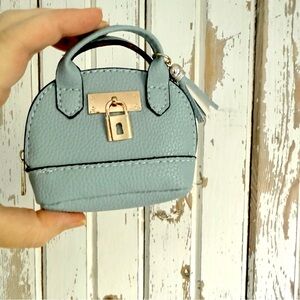 Adorable mini purse bag-charm / keychain, light blue, new